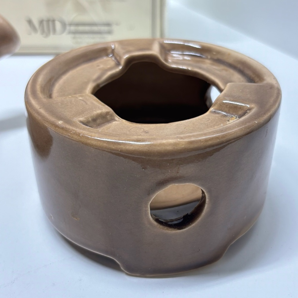Vintage 80s glazed ceramic 2-piece pot for simmering stovetop potpourri with box - Picture 4 of 12